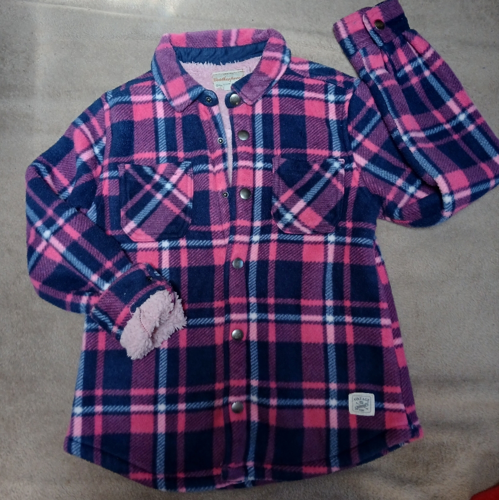 Vintage Pink and Navy Plaid Coat